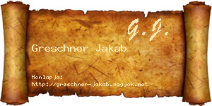 Greschner Jakab névjegykártya